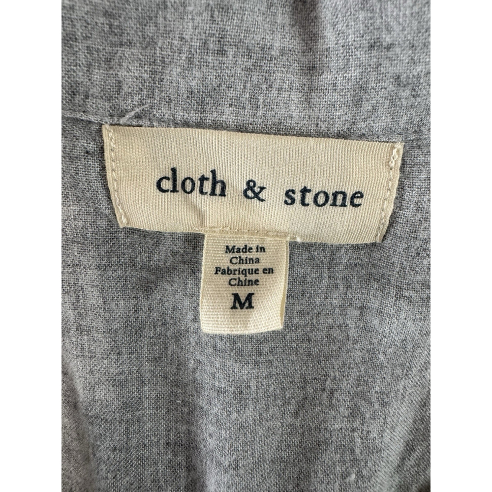 Cloth & Stone Gray Button Front Shirt Medium Rayon Casual Pocket Button Down - Picture 3 of 8